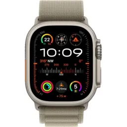 Apple Watch Ultra 2 GPS + LTE 49mm MREY3 Titanium Case with Olive Alpine Loop – Medium