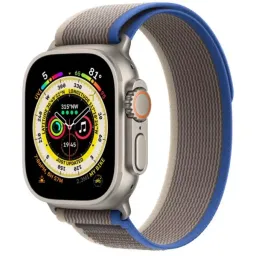 Apple Watch Ultra GPS + LTE 49mm MQF33 Titanium Case with Blue/Gray Trail Loop – M/L
