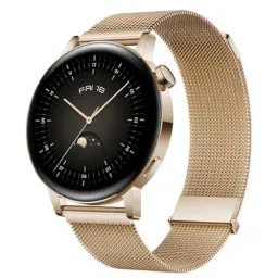 Huawei Watch GT3 42mm, Gold Stainless Steel Case, Milanese Strap