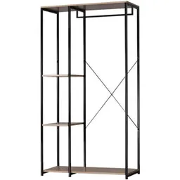 Etajeră H&S 48340 cu 4 polite si bara transversala 90x40x166cm, metal/MDF, maro