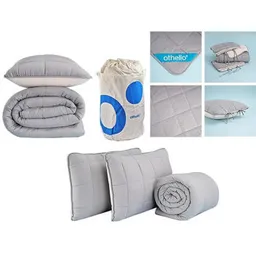 Set de perne si plapume Promstore 54952 Othello Egeo Life 220x240cm + 2 fete de perna, gri, 792gr