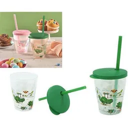 Cană cu pai Snips 48059 Стакан с крышкой и трубочкой 0.385l Динозаврик