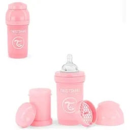 Cană cu pai U-Grow 78255 Biberon Anti-Colici, Roz Pastel, 260ml, 0+ luni