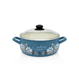 Cratiță Metalac 51686 эмалированная Blue 24cm, 5l, крышка стекло