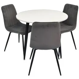 Set masă și scaune Evelin di Costacurta стол DT-404-3B + 3 стула XR-154B Dark Grey57 (velur)