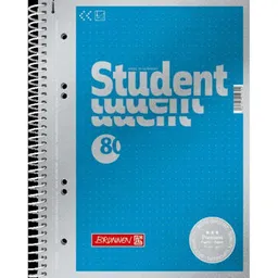 Carnet Brunnen Notebook College-Block A5 pe o spirală în puncte, 80 de coli 90 g/m2, copertă albastru metalic