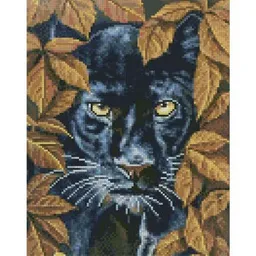 Tablou pe numere Strateg HX452 Алмазная мозайка Пантера в листьях 40x50