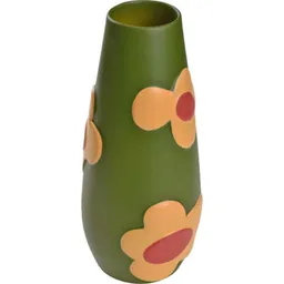 Vază Deco Зеленая ваза украшенная цветами