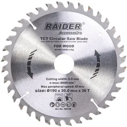 Disc de tăiere Raider 163146 Lamă de ferăstrău circular 190x30x2.4mm 36T