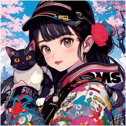 Puzzle Три Совы RL376366 "Fată anime cu o pisică", 64 elemente