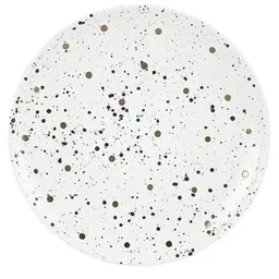 Farfurie Promstore 51364 Farfurie de desert 20.5cm Metallic Speckle Bulina, alba