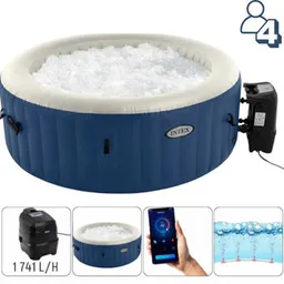 Piscină cu jacuzzi Intex 28486 Jacuzzi SPA gonflabil PureSpa Bubble Blue 180х66cm, 677L, 4 persoane