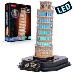 Set de construcție Cubik Fun L535h 3D Puzzle Turnul din Pisa cu iluminare LED, 42 elemente