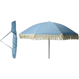 Umbrelă de gradină Promstore 55433 Umbrela de soare, D176cm, 8 spite, franjuri, albastra, UPF 30+