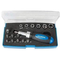 Set de tubulare, bite, duze Hyundai HY-40215 Set chei clichet cu biti si tubulare (17buc)