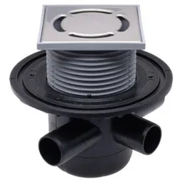 Trap de duș Hutterer & Lechner Sifon de pardoseala vertical PP D. 50/75/110 pentru balcon/terasa, cu grila inox (123 x 123 mm) HL310N.2
