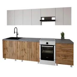 Mobilă pentru bucatarie Smartex (30076) K2 280сm Alb+Stejar inchis