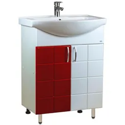 Dulap pentru lavoar Mashtab 11695 Domino cu 2 usi 60cm Alb-Rosu