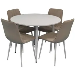 Set masă și scaune Evelin di Costacurta стол DT-402-5 + 4 стула XR-154Wh Light Beige8 (velur) (3541)