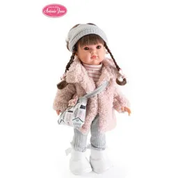 Păpușă Antonio Juan 28120 Bella in haine gri-roz calduroase cu poseta, 48306