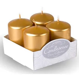 Lumânare Promstore 46110 Zniczplast Набор свечей пеньковых Decor 4шт, 6x4cm, 8ч, металик золото