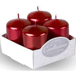 Lumânare Promstore 46111 Zniczplast Набор свечей пеньковых Decor 4шт, 6x4cm, 8ч, металик красн