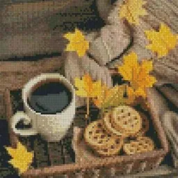 Tablou pe numere Strateg CA-0029 Алмазная мозайка Кофе с печеньем 30x30