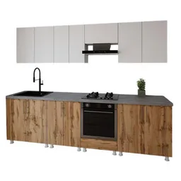 Mobilă pentru bucatarie Smartex (30118) K3 280сm Alb+Stejar inchis