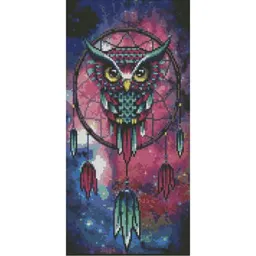 Tablou pe numere Strateg BA-0006 Алмазная мозайка Сова и ловец снов 40x50