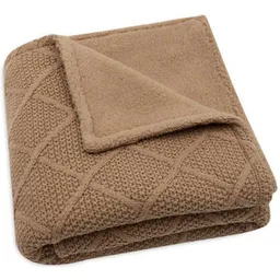 Set de perne si plapume Jollein 517-511-68041 Paturica Check Knit Biscuit/Teddy Fleece, 75x100 cm