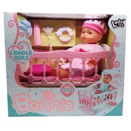 Păpușă Essa LD69001F Bonnie cu pătuț, 30 cm