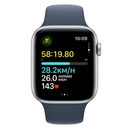 Apple Watch SE 2 (2022) 44mm Silver Aluminum Case with Blue Sport Band L