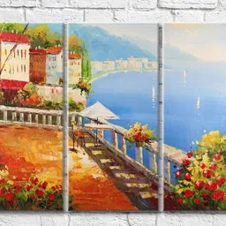 Pictură Gallerix Terrace with table overlooking the sea (3485178)