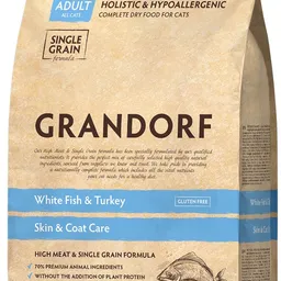 Hrană uscată pentru pisici Grandorf Skin & Coat Care White Fish & Turkey 400g