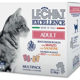 Hrană umedă pentru pisici Monge Lechat Excellence Adult Beef/Salmon 12x100g