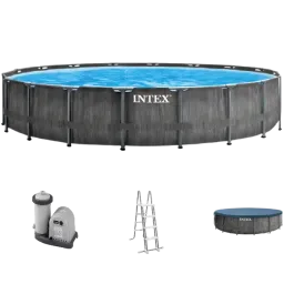 Piscină cu cadru metalic Intex GreyWood Premium Gri închis
