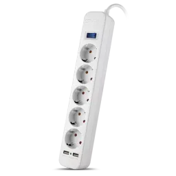 Filtru de retea Sven SF-05LU 1.8m (5 iesiri+2 USB) White