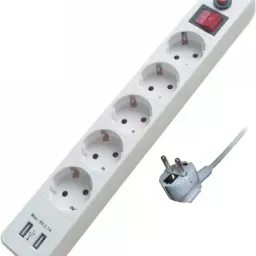 Filtru de retea TehElectro SV XH-EU05AK 5 prize, cu incarc USB, 2m, alb (29820)