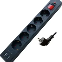 Filtru de retea TehElectro SV XH-EU05AK 5 prize, cu incarc USB, 4m, negru (29826)