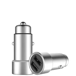 Incarcator auto cu cablu Helmet Lightning 2xUSB 2.4A, Silver