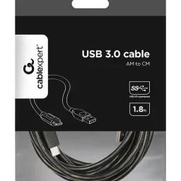 Cablu USB Cablexpert USB-3.0 1.8m, Black (CCP-USB3-AMCM-6)