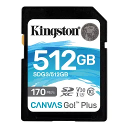 512GB microSD Class10 UHS-I U3 (V30) Kingston Canvas Go! Plus, Ultimate, Read: 170Mb/s, Write: 90Mb/s, Ideal for Android mobile devices, action cams, drones and 4K video production