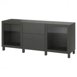 IKEA BESTÅ Ansamblu depozitare cu sertare, gri inchis Lappviken/Sindvik/Stubbarp gri inchis, 180x42x74 cm