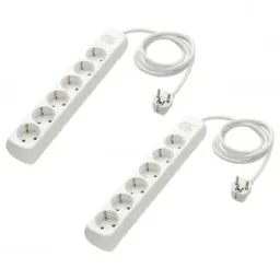IKEA KOPPLA Prelungitor 6 prize+ intrerupator, alb, 1.5 m