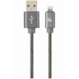 Cablu alimentare si date Gembird, USB 2.0 (T) la Lightning (T), 2m, Gri /Alb, CC-USB2S-AMLM-2M-BG