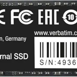 256GB SSD M.2 Type 2280 PCIe NVMe 3.0 x4 Verbatim Vi3000 49373, Read 3100MB/s, Write 2200MB/s
