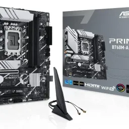Placa de baza ASUS PRIME B760M-A WIFI Intel B760, LGA1700, Dual DDR5 7200+MHz, PCIe 4.0 x16, Display Port/2xHDMI, USB3.2, USB Type-C, SATA RAID, 2 x M.2 slots PCIe 4.0 x4, SB 8-Ch., 2.5Gb Ethernet, Wi-Fi 6 802.11ax, Aura Sync RGB Lighting
