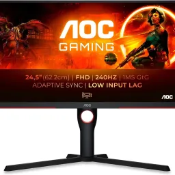 Monitor 24.5 AOC 25G3ZM, Black, VA, 1920x1080 FHD, 240Hz, FreeSync, 0.5ms MPRT, 350cd,HDMI+DP, Pivot