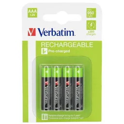 Verbatim AAA Rechargeable Battery 950mAh 4 Pack 49942