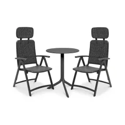 Set mobila de terasa masa Nardi STEP ANTRACITE + 2 fotolii ACQUAMARINA ANTRACITE
